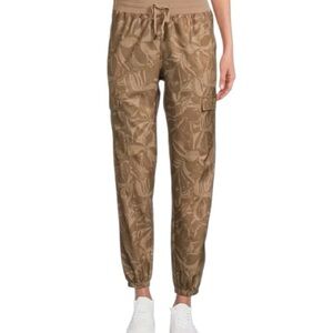 NWT Kinesis Printed Woven Elastic Cinched Cuff Ankle Joggers L